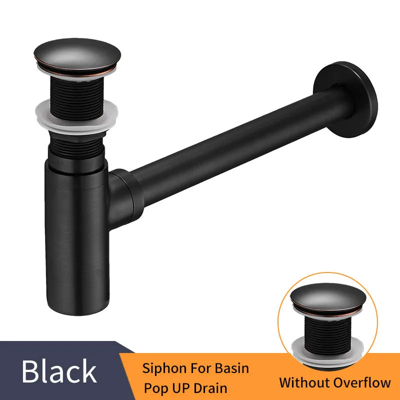 DecorBites™ Brass Round Bottle Trap Oil Rubbed Bronze Pop Up Drain WF-6920