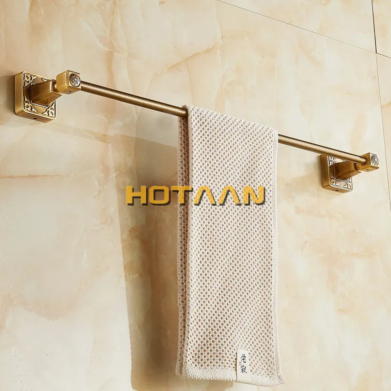 DecorBites™ Antique Brass Single Towel Bar, Wall Mounted Bathroom Accessories