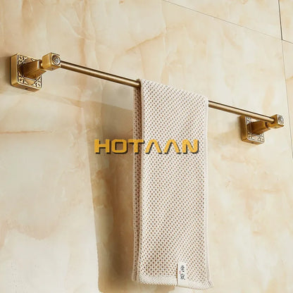 DecorBites™ Antique Brass Single Towel Bar, Wall Mounted Bathroom Accessories
