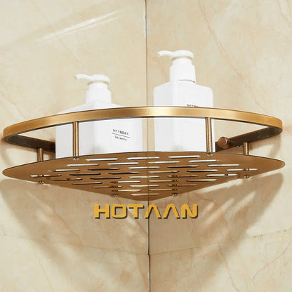 DecorBites™ Antique Finish Aluminum Shower Basket Holder Fashion Bathroom Shelf Basket