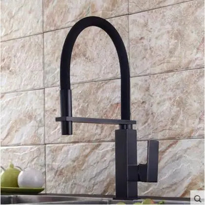 DecorBites™ Black Swivel Kitchen Faucet Luxury Spray Deck Mounted Mixer Tap