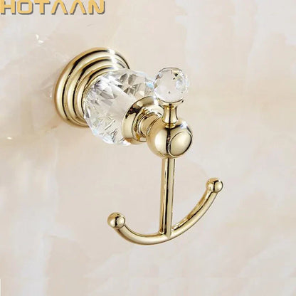 ™ Gold Crystal Robe Hook Towel Rack for Elegant Bathroom Decor