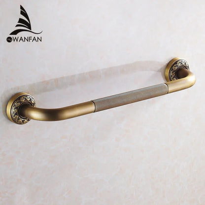 DecorBites™ Antique Brass Wall Mounted Grab Bar for Bathroom Safety, 52 cm - Home Assist Handle