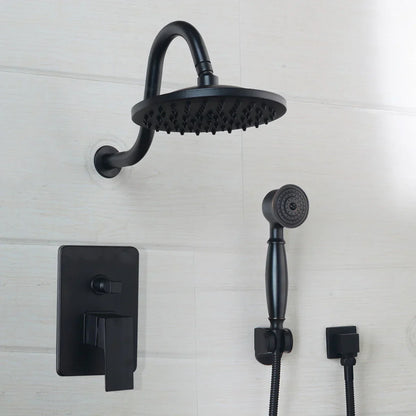 DecorBites™ 8" Matte Black Wall Mounted Rainfall Shower Faucet Set with Handheld Shower