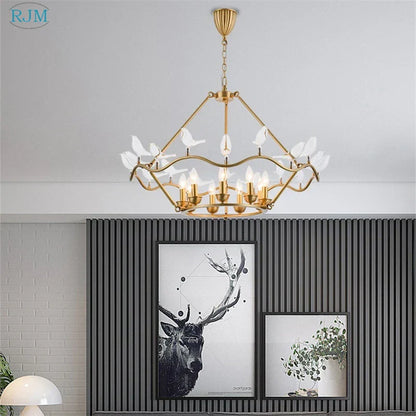 DecorBites™ Copper Bird Chandelier for Home, Restaurant, Bar Lighting