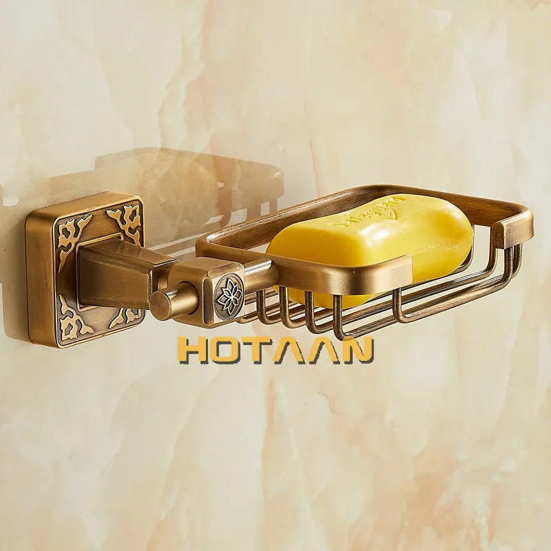 DecorBites™ Antique Brass Bathroom Soap Basket Wall Mounted Soap Dish Holder