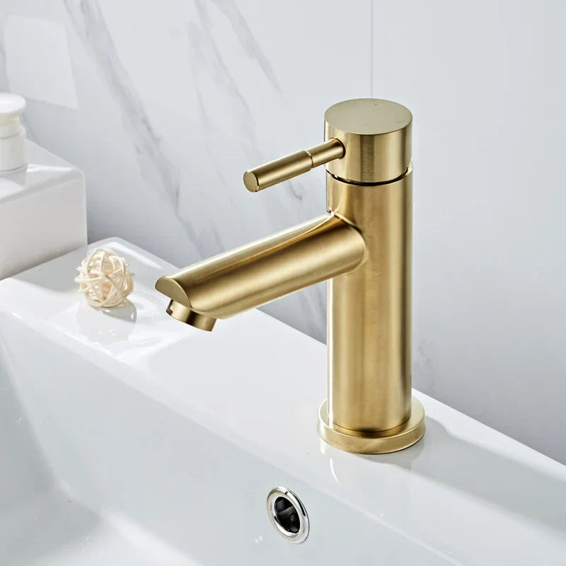 DecorBites™ Brushed Gold Bathroom Basin Faucet, Single Handle Deck Mounted Mixer Tap