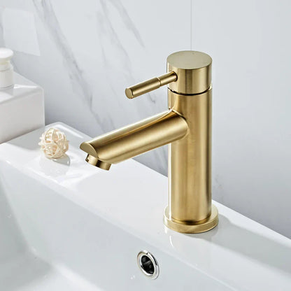 DecorBites™ Brushed Gold Bathroom Basin Faucet, Single Handle Deck Mounted Mixer Tap