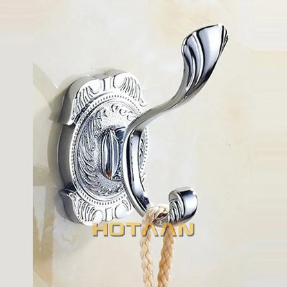 DecorBites™ Gold Chrome Wall Hooks, Clothes Hanger, Towel Coat Robe Hook Set