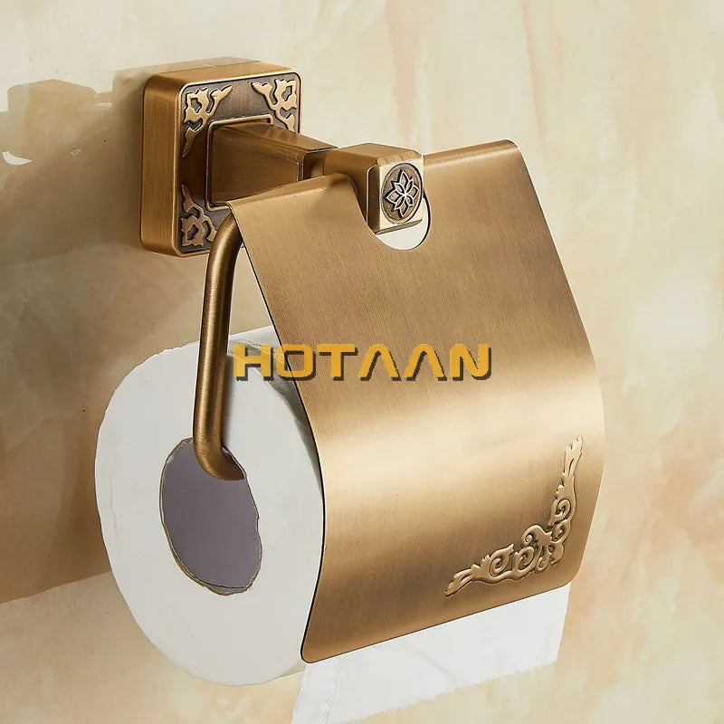 DecorBites™ Antiqued Brass Toilet Paper Holder - Classic Bathroom Accessory