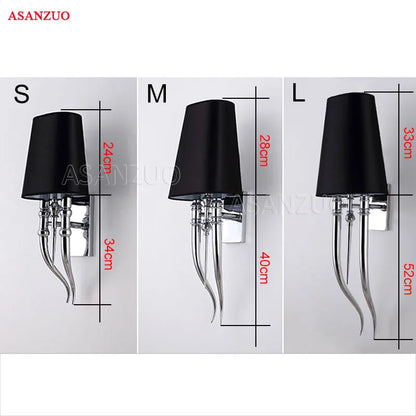 DecorBites™ Iron Claw Horn Wall Sconce with Cloth Lampshade for Bedroom and Living Room