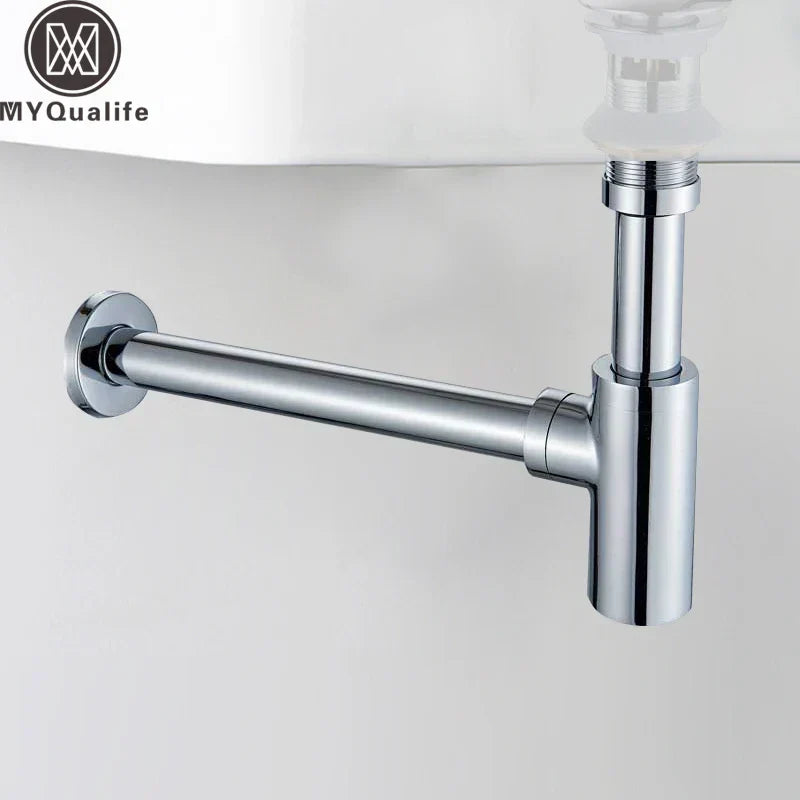DecorBites™ Brass Basin Tap Siphon Kit, Pop Drain Deodorization, Chrome/Black/Bronze