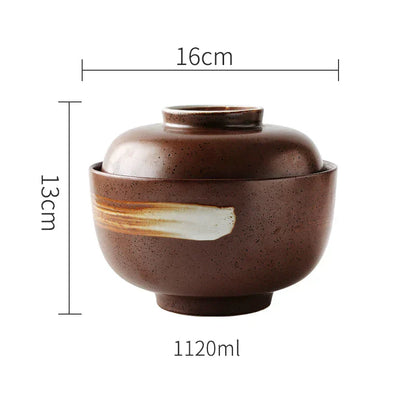 DecorBites™ Japanese Style Ceramic Soup Bowl - Eco-Friendly Under Glazed Tureen