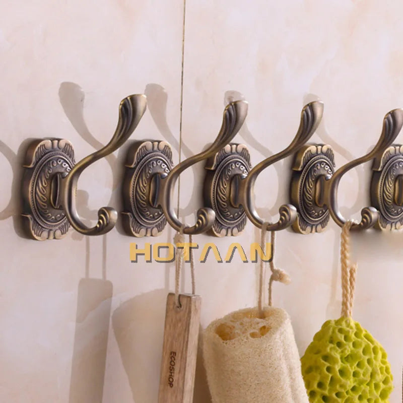 DecorBites™ Antique Bronze Wall Hooks & Racks for Towels, Coats, and Robes