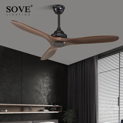 DecorBites™ Black Wood Industrial Ceiling Fan Remote Control DC 220v