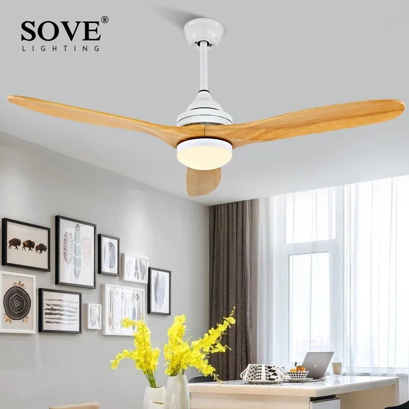 DecorBites™ Black Wood Industrial Ceiling Fan Remote Control DC 220v