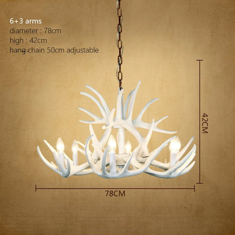 DecorBites™ Antler Chandelier: American Retro Resin Horn Deer Lamps for Rustic Indoor Decor