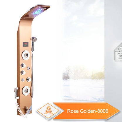 DecorBites™ LED Rain Waterfall Shower Panel with Massage Jets and Bidet Sprayer