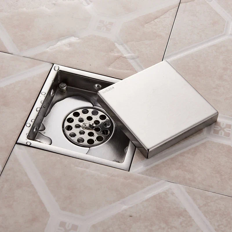 DecorBites™ Antique Brass Shower Floor Drain 10cm Square Waste Strainer Cover Grate