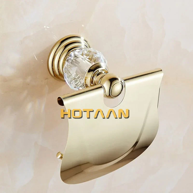 ™ Golden Crystal Toilet Paper Holder Wall Mount Archaize Waterproof Roll Rack