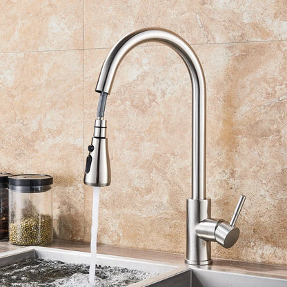 DecorBites™ Black SUS304 Pull Out Kitchen Faucet Tap Single Handle Sink Mixer Spout