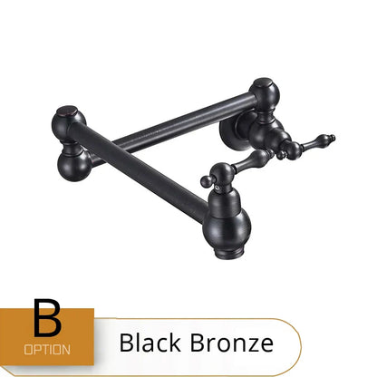 DecorBites™ Double Joint Spout Brass Kitchen Faucet, Single Hole Two Handle Swing Arm