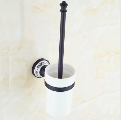 DecorBites™ Black Porcelain Brass Bathroom Accessories Set