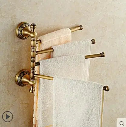 DecorBites™ Copper Carved Bathroom Accessories Set: Towel Shelf, Towel Bar, Paper Holder, Cloth Hook