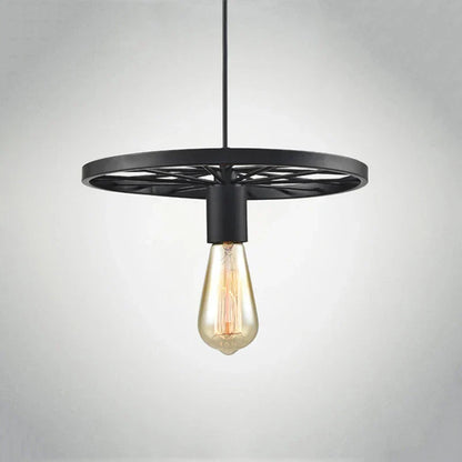 DecorBites™ Industrial Iron Wheel Chandelier for Dining Room, Restaurant, and Cafe