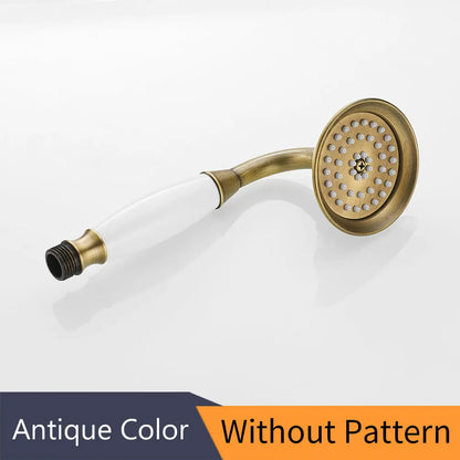 DecorBites™ Antique Brass Hand Held Shower with Luxury Ceramics - Round Rainfall Faucet
