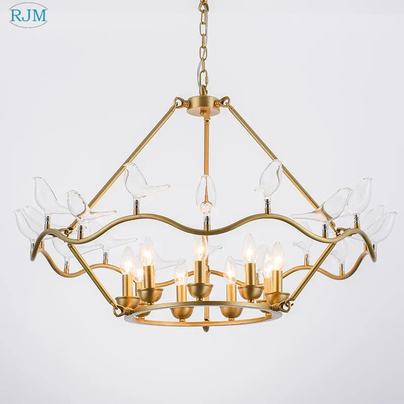 DecorBites™ Copper Bird Chandelier for Home, Restaurant, Bar Lighting