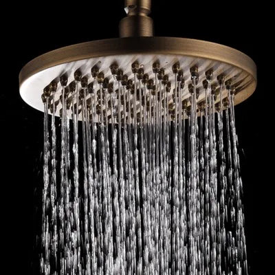 DecorBites™ Antique Brass Shower Set: 8" Rain Head, Hand Shower, Hose, Angle Valve, Bracket