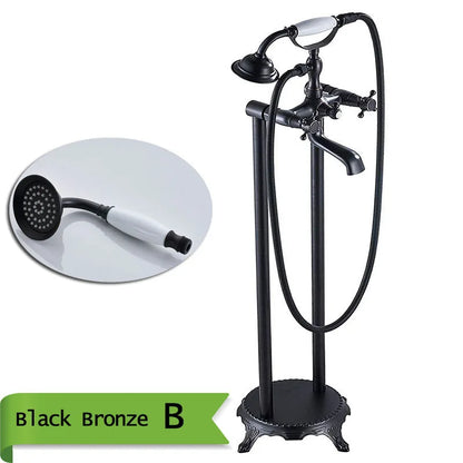 DecorBites™ Antique Brass Freestanding Bathtub Filler with Hand Shower