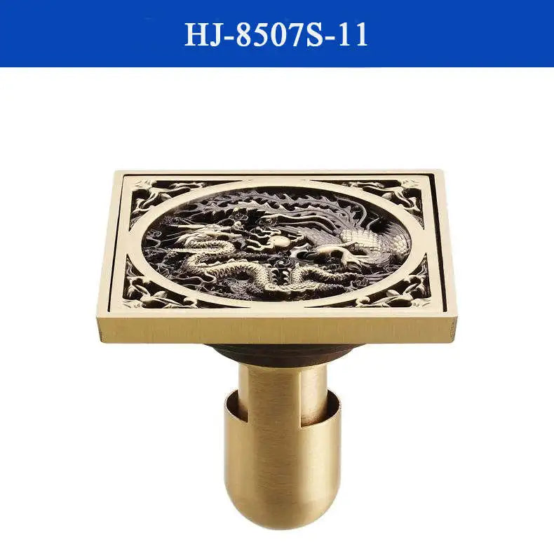 DecorBites™ Antique Brass Shower Drain Cover Euro Art Carved Bathroom Strainer