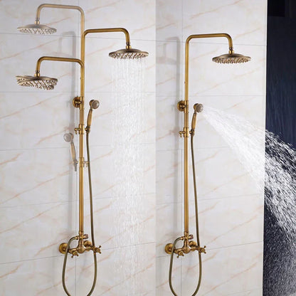 DecorBites™ Antique Shower Mixer Tap Set with 8" Rainfall Shower Head and Dual Handles
