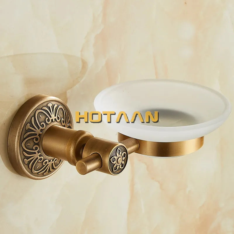 DecorBites™ Antique Brass Wall Mounted Soap Dish - Bathroom Glass Holder
