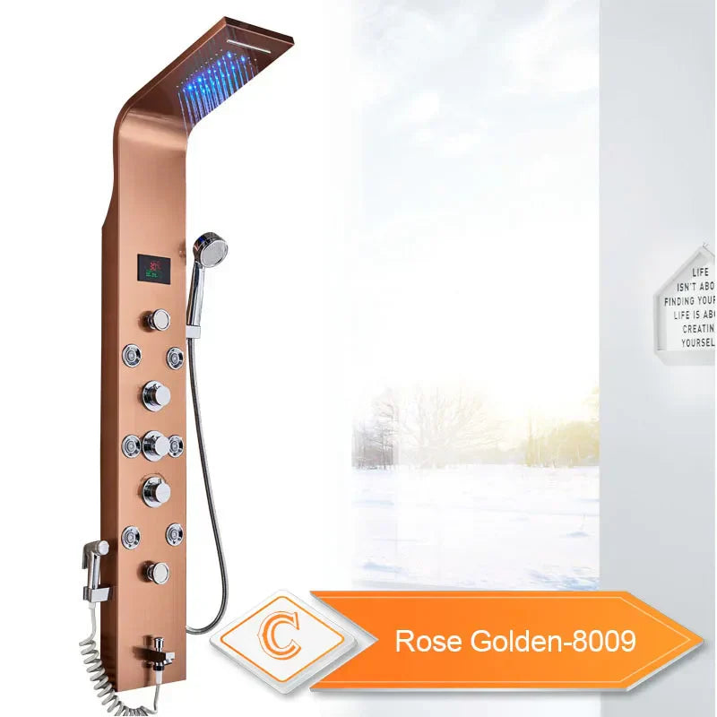DecorBites™ LED Rain Waterfall Shower Panel with Massage Jets and Bidet Sprayer