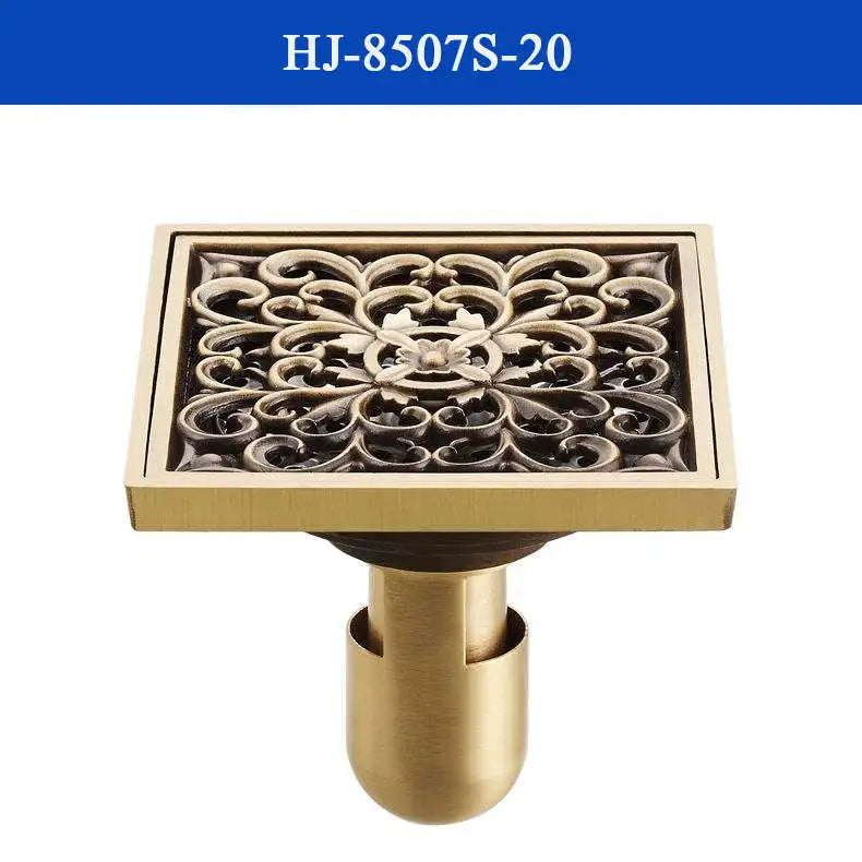 DecorBites™ Antique Brass Shower Drain Cover Euro Art Carved Bathroom Strainer