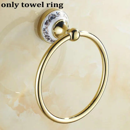 DecorBites™ Golden Polished Porcelain Bath Hardware Set for Bathroom Essentials