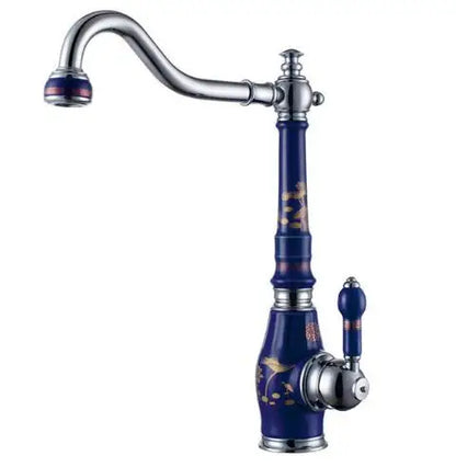 DecorBites™ Brass Porcelain Kitchen Faucet, Chrome Finish Swivel Basin Sink Mixer