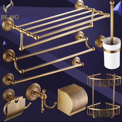 DecorBites™ Copper Bathroom Accessories Set: Towel Rack, Bar, Cup Holder, Paper Holder, Cloth Hook