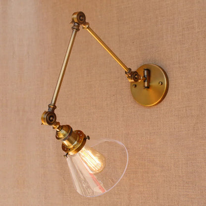 DecorBites™ Antique Brass Loft Industrial Wall Lamp Swing Arm Sconce