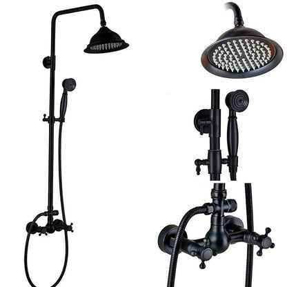 DecorBites™ Black Bronze Rainfall Shower Faucet Set with 8" Head for Wall Mount