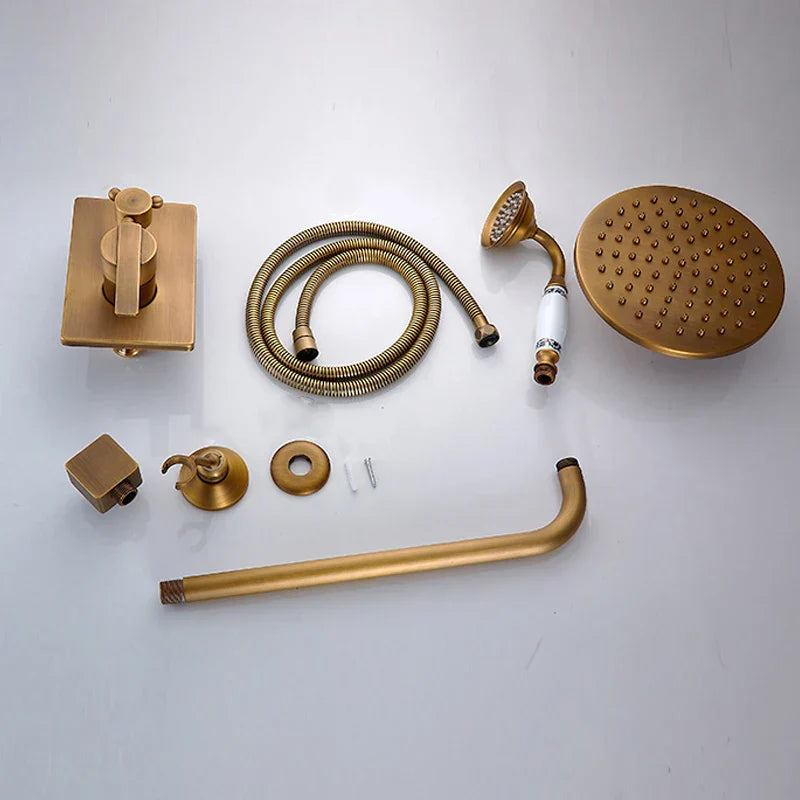 DecorBites™ Antique Brass/Black 8" Rainfall Shower Set Faucet with Handshower