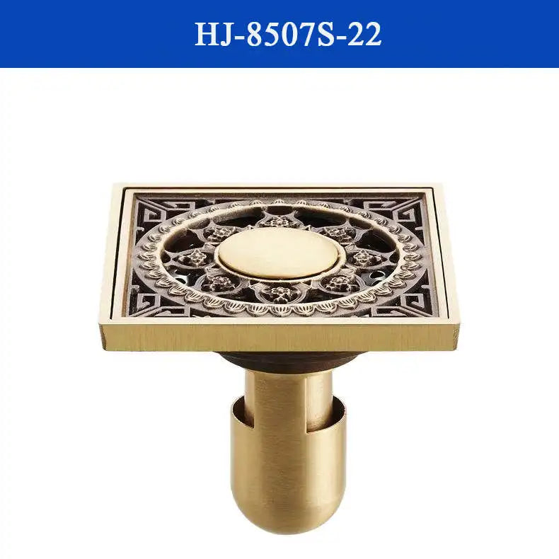 DecorBites™ Antique Brass Shower Drain Cover Euro Art Carved Bathroom Strainer