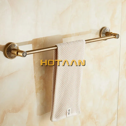 DecorBites™ Antique Brass Single Towel Bar, Wall Mounted Bathroom Holder