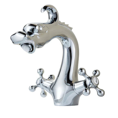 DecorBites™ Chinese Dragon Crystal Handle Basin Faucet Dual Hot Cold Deck Mounted Sink