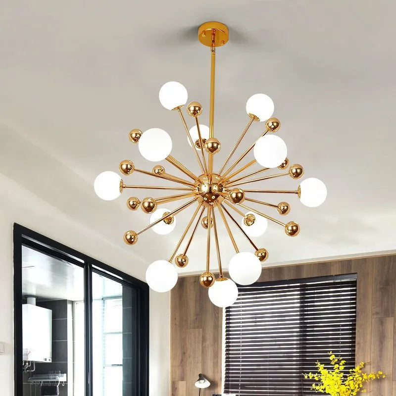DecorBites™ Acrylic Molecule Chandelier Golden Kitchen Restaurant Lighting Sputnik Globe Lamp
