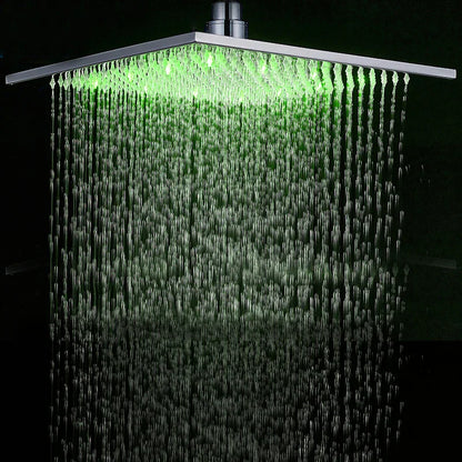 DecorBites™ 16" Square LED Light Rainfall Shower Head - Color Changing Brass Showerhead