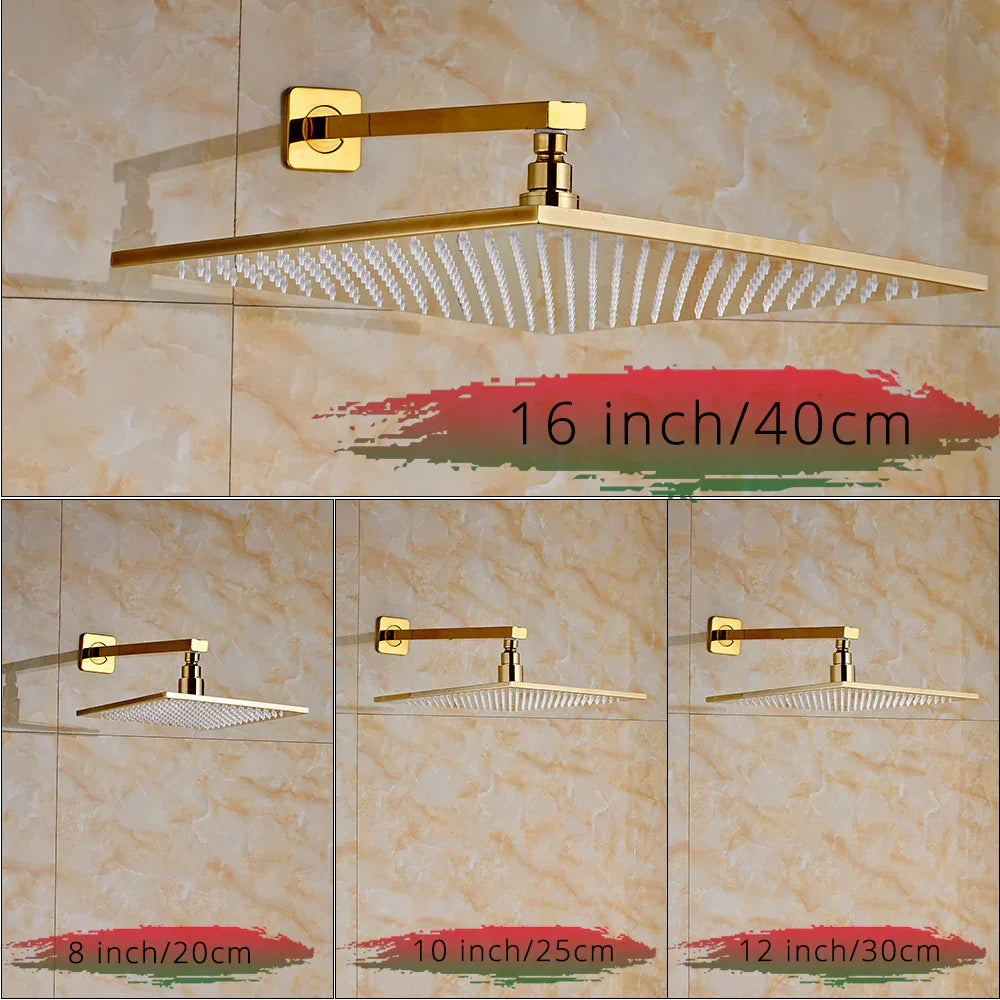 DecorBites™ LED Golden Shower Faucet Set with Single Handle Rainfall Bath Mixer